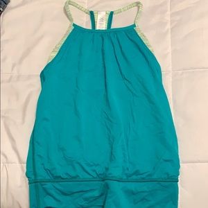 Dark Teal and Lime Two in one athletic Tank top